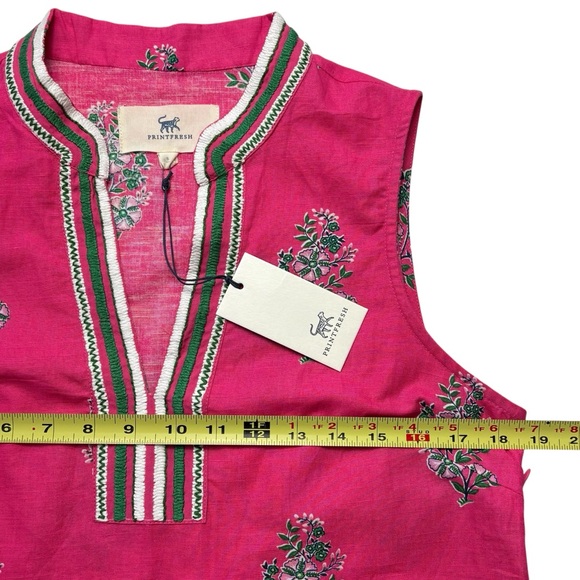 NWT Printfresh Ocean View Shift Dress Size S Pink Bouquet Blossoms Linen Blend - Picture 9 of 14